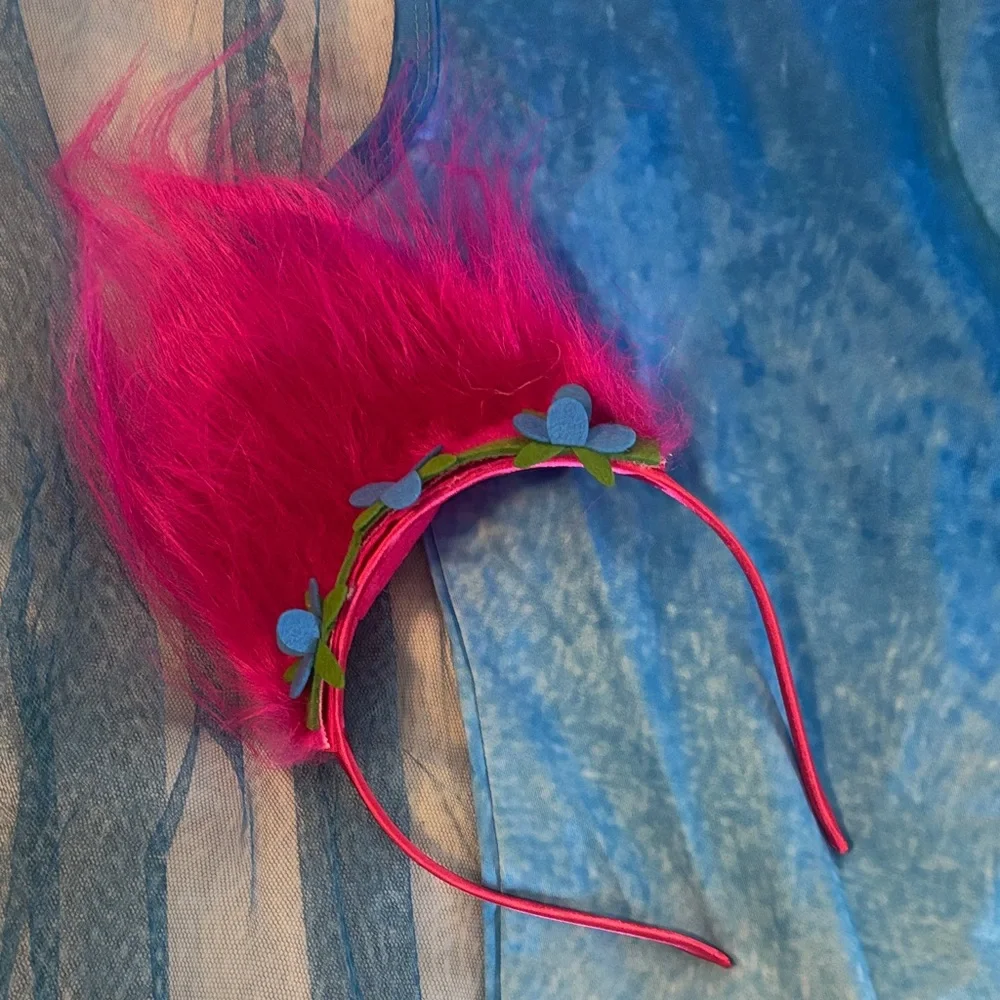 Blue Poppi Poppy Trolls Kids Costume with Headband